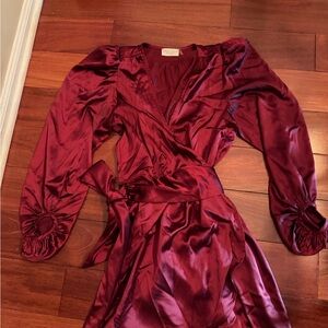Elegant Boutique Burgundy Wrap Dress